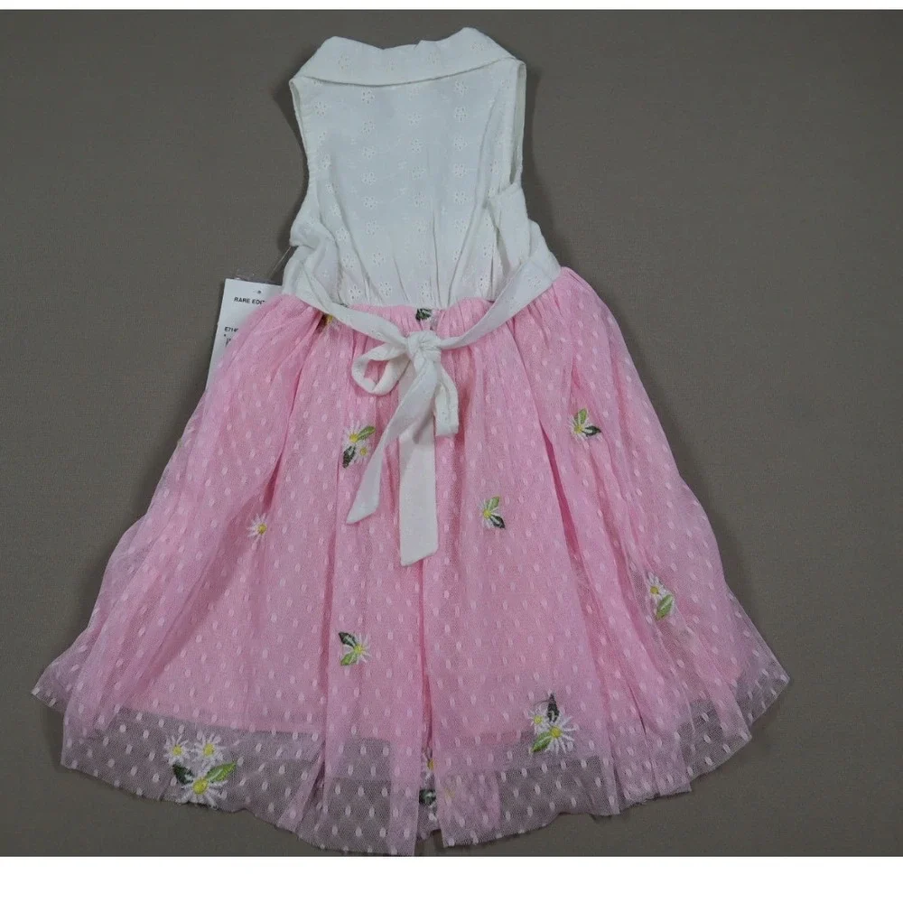 Rare Editions Toddler Girls Eyelet to‎ Embroidery Mesh Skirt Dress - Pink - 4T/4